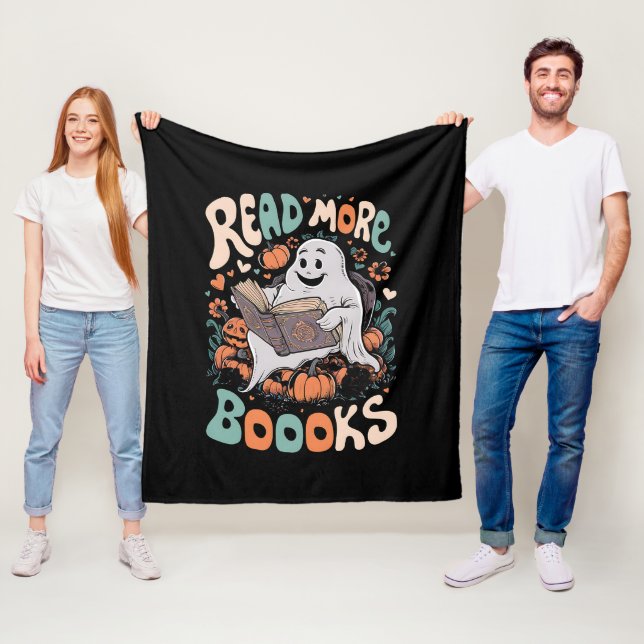 Cute Ghost Read More Books Teacher Halloween  Fleece Blanket (In Situ)