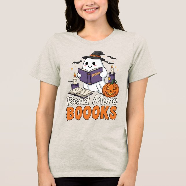 Cute Ghost - Read More Boooks - Halloween - Tri-Blend Shirt (Front)
