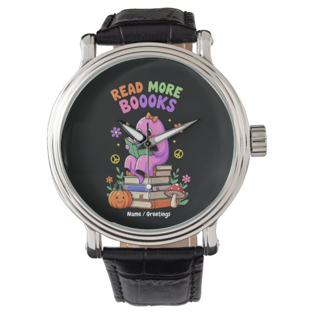 Cute Ghost “Read More Booooks” Funny Halloween  Watch (Front)