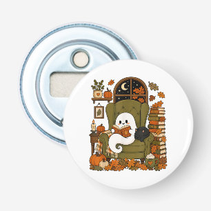 Cute Ghost Reading Book Black Cat Fall Pumpkin Bottle Opener