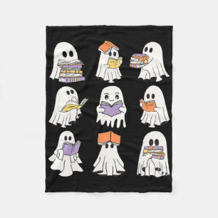 Cute Ghost Reading Books Funny Halloween Books Lov Fleece Blanket