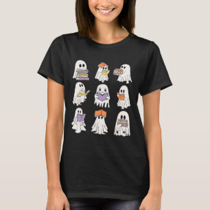 Cute Ghost Reading Books Funny Halloween Books Lov T-Shirt