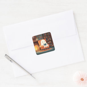 Cute Ghost Reading By A Fireplace - Sticker Sheet