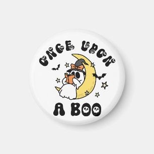 Cute Ghost Reading Once Upon a Boo Magnet