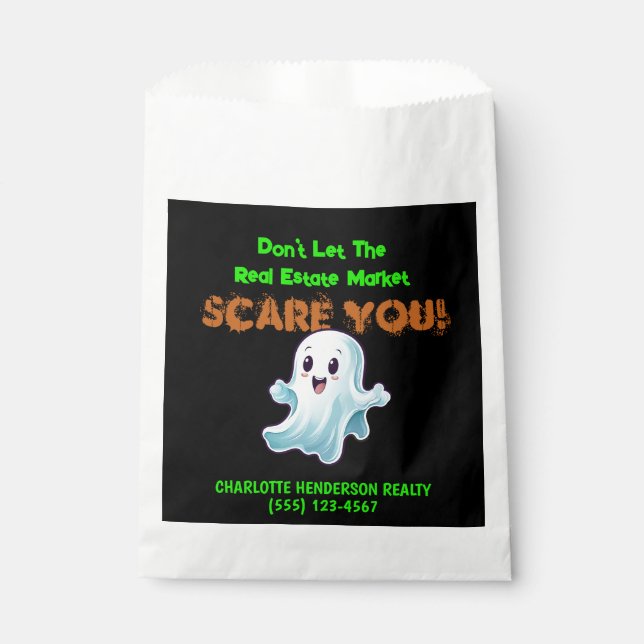 Cute Ghost Real Estate Pop By Halloween Party Favour Bags (Front)