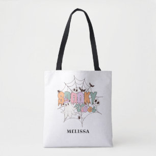 Cute Ghost Retro Halloween Spooky Vibes Tote Bag