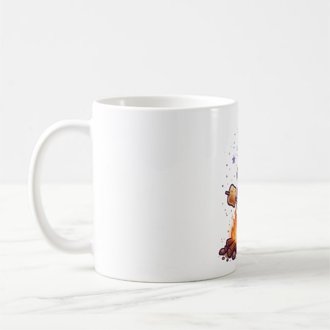 Cute Ghost Roasting Marshmallows Campfire Art Coffee Mug (Left)
