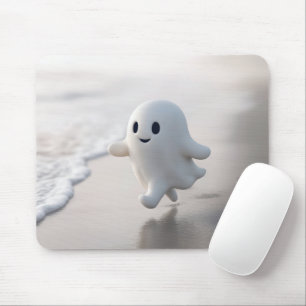 Cute Ghost Running On a Beach Mouse Pad