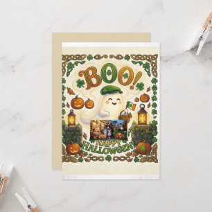 Cute Ghost & Shamrock Halloween Family Card Edit