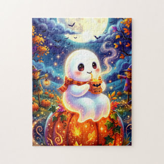Cute Ghost Sipping Coffee Jigsaw Puzzle