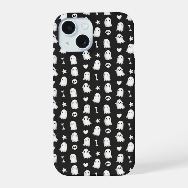 Cute Ghost Skulls Pattern Black Phone Case (Back)
