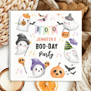Cute Ghost Spooktacular Halloween Birthday Napkin
