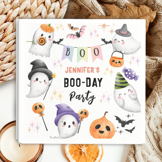 Cute Ghost Spooktacular Halloween Birthday Napkin (Creator Uploaded)