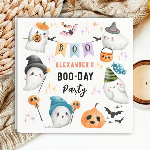 Cute Ghost Spooktacular Halloween Boy Birthday Napkin