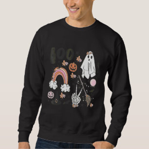 Cute Ghost Spooky Babe Autumn Halloween Pumpkin Fa Sweatshirt