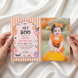 Cute Ghost Spooky Hey Boo Birthday Invitation
