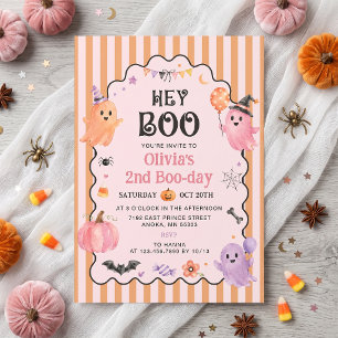 Cute Ghost Spooky Hey Boo Birthday Invitation