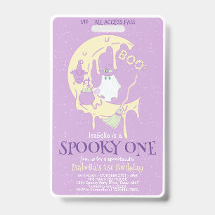 Cute Ghost Spooky One 1st Birthday Halloween VIP ID Badge