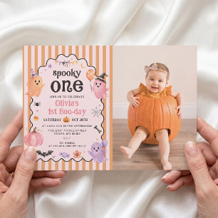 Cute Ghost Spooky One 1st Birthday Invitation