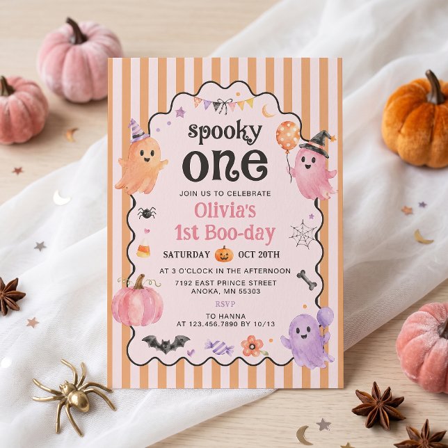 Cute Ghost Spooky One 1st Birthday Invitation  (Creator Uploaded)