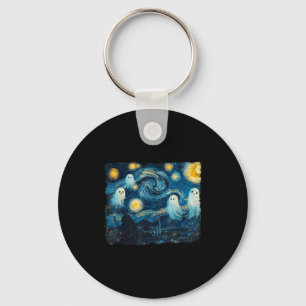 Cute Ghost Starry Night Halloween Soky Retro Van G Key Ring