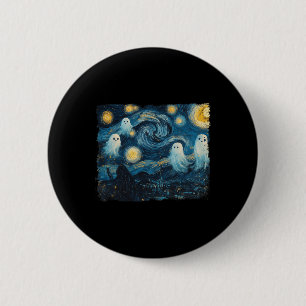 Cute Ghost Starry Night Halloween Spooky Retro Van 6 Cm Round Badge