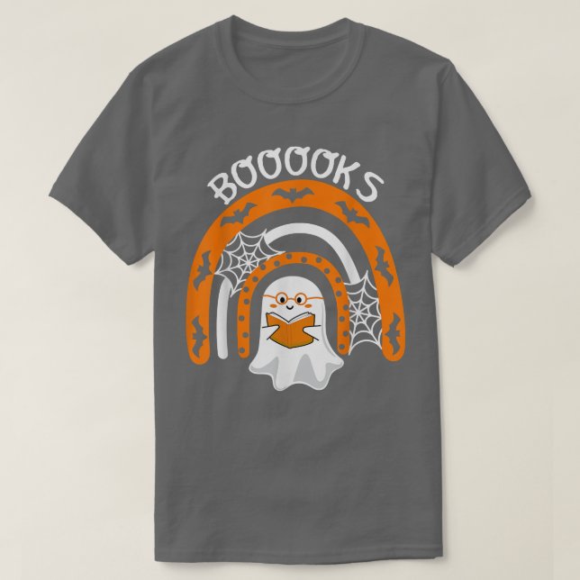 Cute Ghost Teacher Rainbow Book Reading Top Hallow (Design Front)