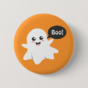 Cute Ghost that Goes Boo, Happy Halloween 6 Cm Round Badge