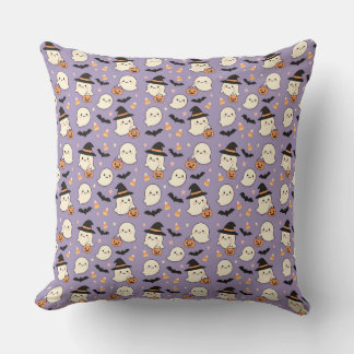 Cute Ghost Trick-or-Treat Halloween Cushion