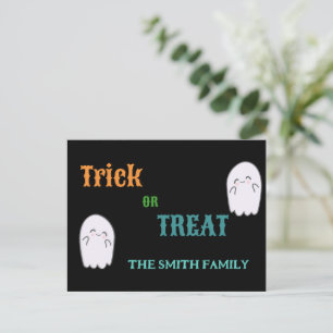Cute Ghost Trick or Treat Halloween Holiday Postcard