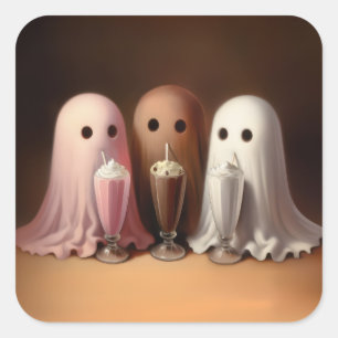 Cute Ghost Trio Milkshakes Halloween Sticker