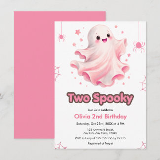 Cute Ghost Two Spooky Halloween 2nd Birthday  Invitation