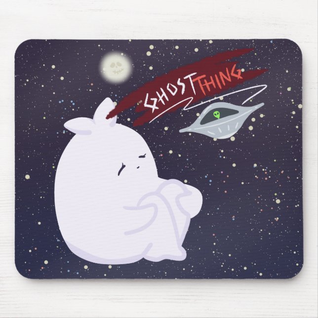 Cute Ghost & UFO Mousepad (Front)
