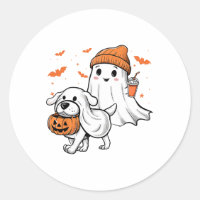 Cute Ghost Walking Dog Coquette Bow Halloween Dog