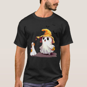 Cute Ghost Walking Dog Ghost Dog Halloween Night F T-Shirt