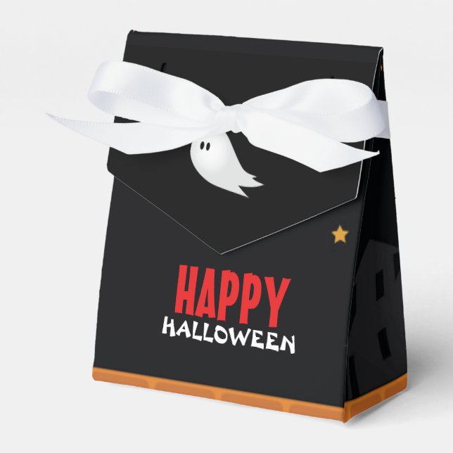 Cute ghost wandering in streets halloween favour box (Front Side)