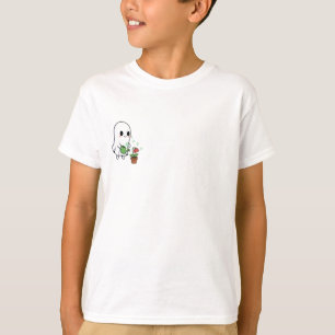 Cute Ghost Watering Flowers Kids T-Shirt