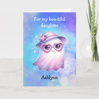 Cute Ghost wearing Glasses Halloween Daughter Card