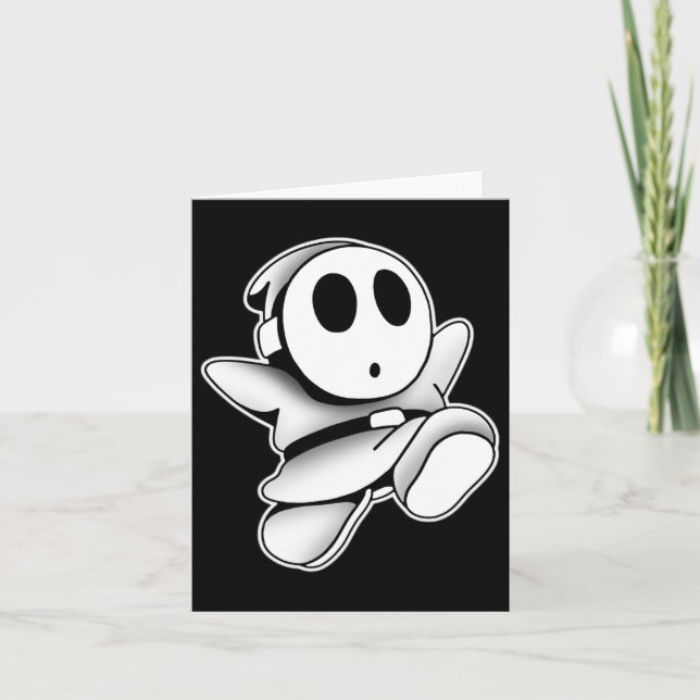 Cute Ghost Wearing Mask Spooky Blackwork  Card (Front)