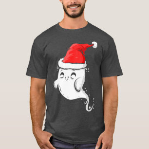 Cute Ghost Wearing Santa Hat Christmas Halloween H T-Shirt