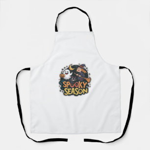 Cute Ghost Witch Black Cat Halloween Boo Ghost Spo Apron