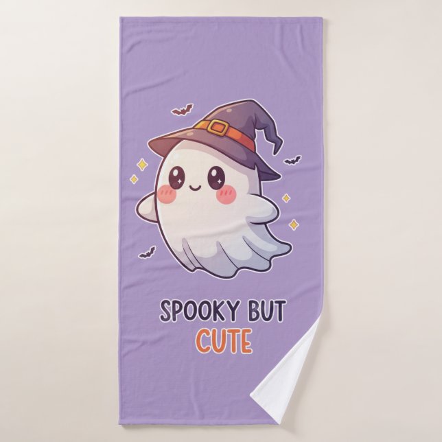Cute Ghost Witch Halloween Spooky Cute Bath Towel Set (Bath Towel)
