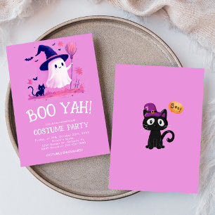 Cute Ghost Witch Kids Halloween Costume Party Invitation
