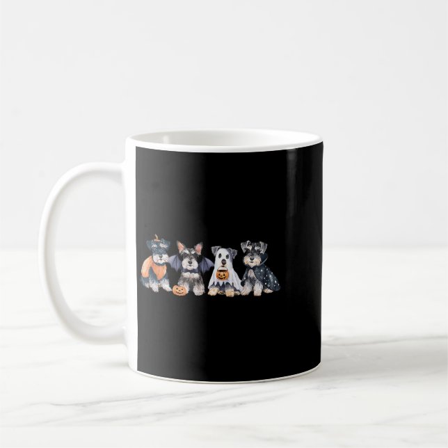 Cute Ghost Witch Miniature Schnauzer Halloween Dog Coffee Mug (Left)