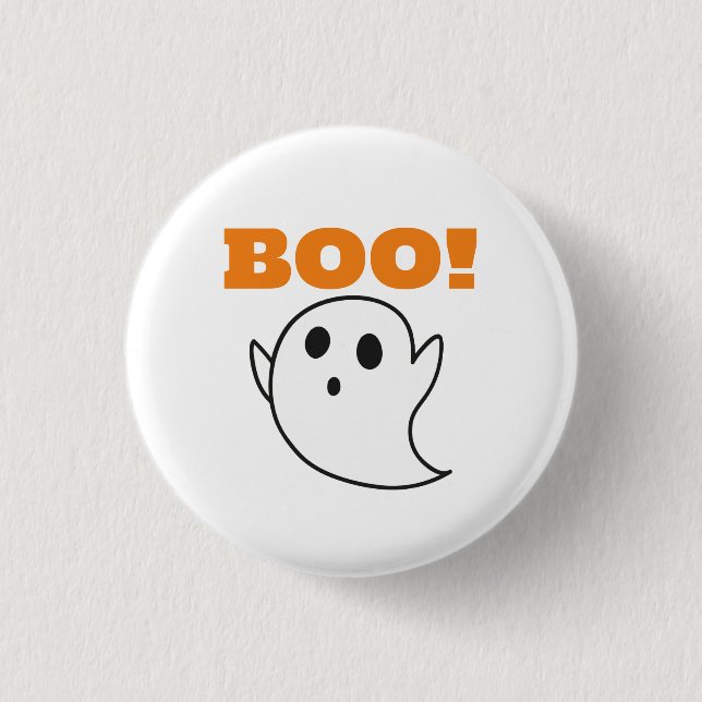 Cute Ghost with BOO! words 3 Cm Round Badge (Front)