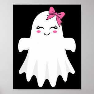 Cute Ghost With Bow Boo Halloween Costume For Girl Poster