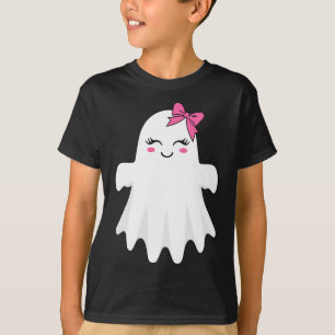 Cute Ghost With Bow Boo Halloween Costume For Girl T-Shirt