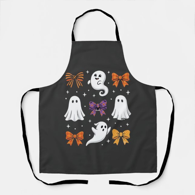 Cute Ghost with Bows Halloween Design_1 Apron (Front)