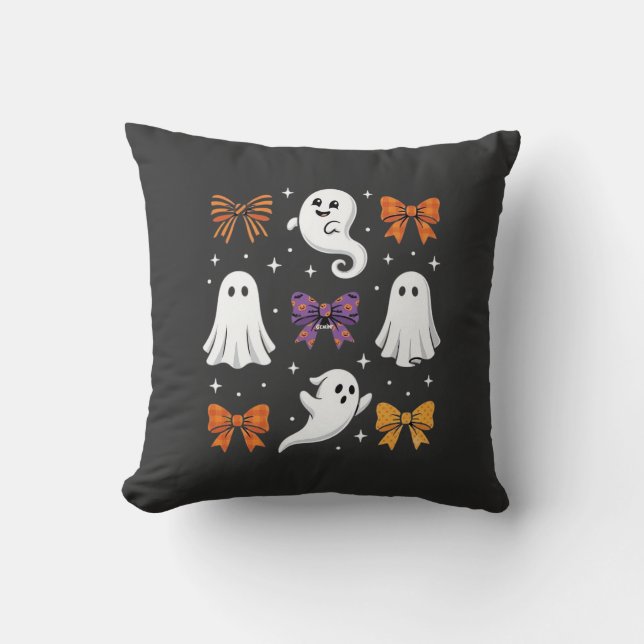 Cute Ghost with Bows Halloween Design_1 Cushion (Front)