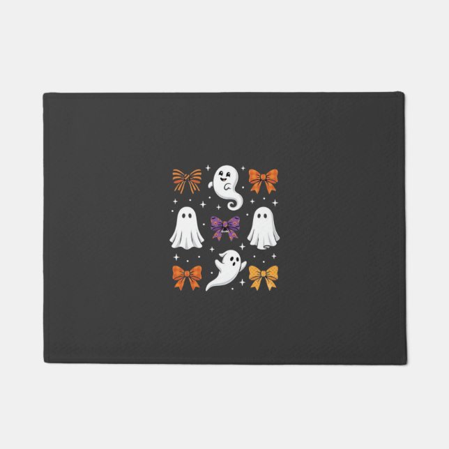 Cute Ghost with Bows Halloween Design_1 Doormat (Front)